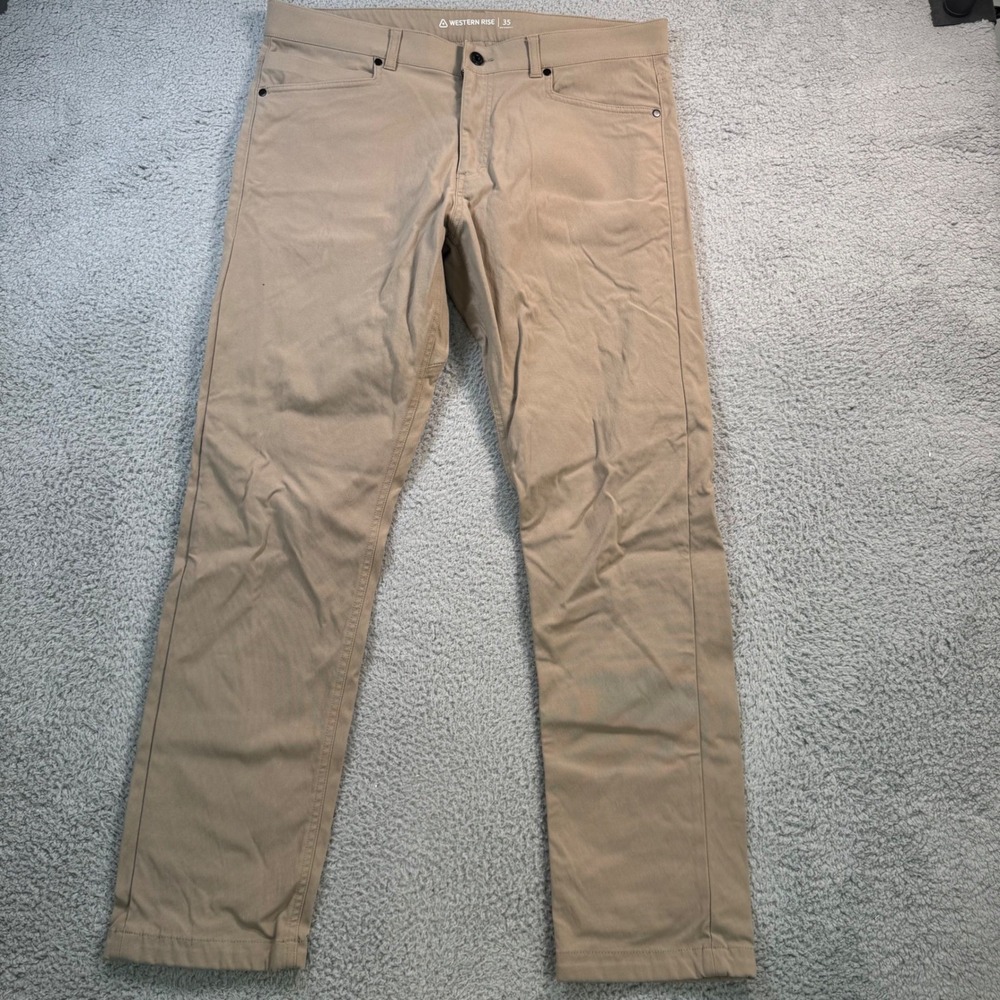 Western Rise AT Pant Mens 35x30 Khaki Nylon Stretch Performance Travel Trousers